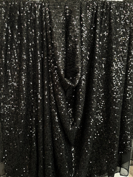 Stretch Sequin on Mesh Black