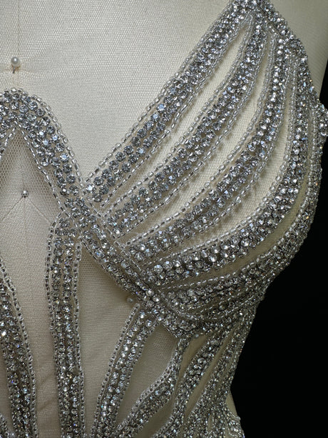 Silver Rhinestone Bodice Applique