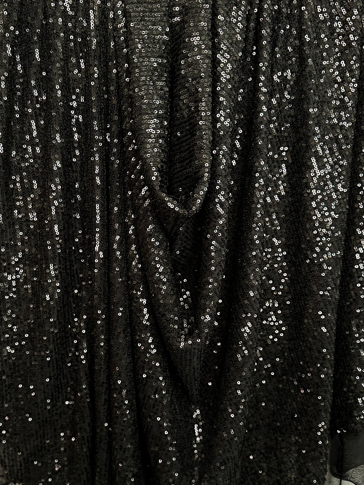 Stretch Sequin on Mesh Black