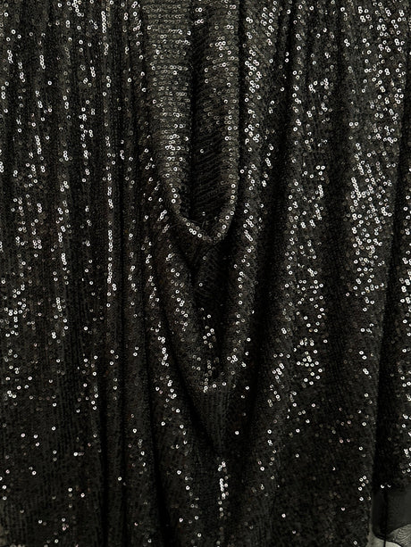 Stretch Sequin on Mesh Black