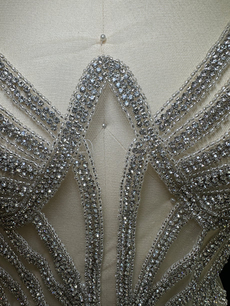 Silver Rhinestone Bodice Applique