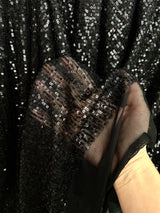 Stretch Sequin on Mesh Black