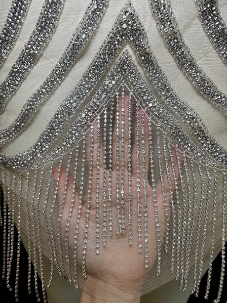 Silver Rhinestone Bodice Applique