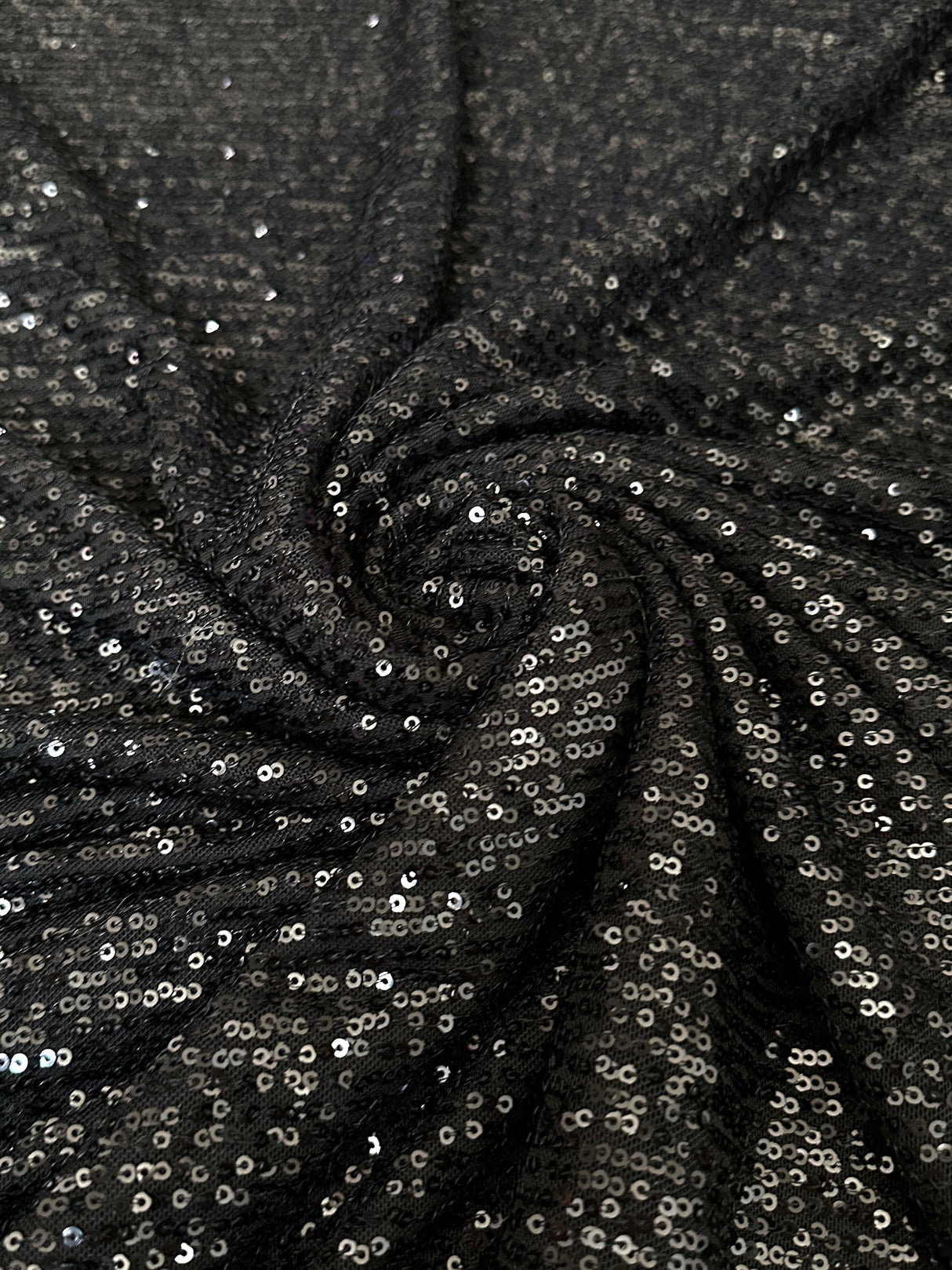 Stretch Sequin on Mesh Black