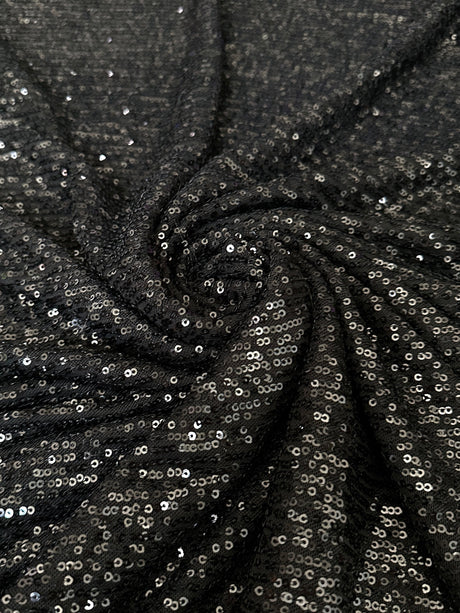 Stretch Sequin on Mesh Black