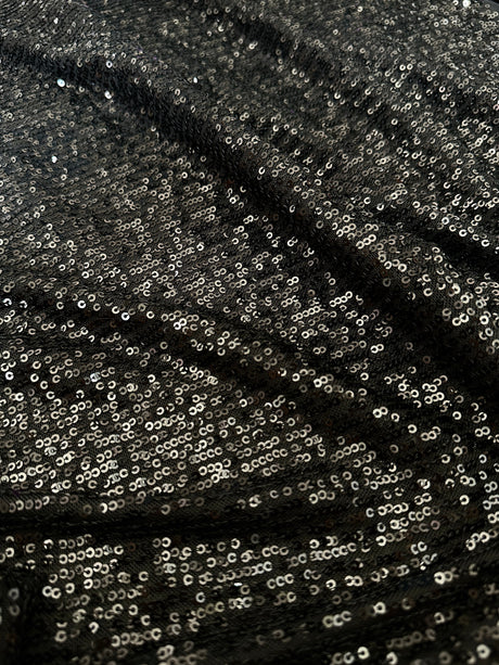 Stretch Sequin on Mesh Black