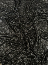 Stretch Sequin on Mesh Black