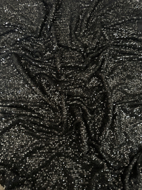 Stretch Sequin on Mesh Black