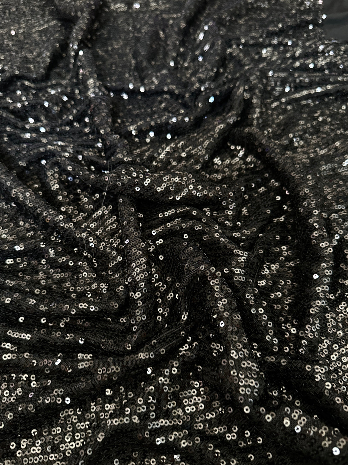 Stretch Sequin on Mesh Black