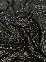 Stretch Sequin on Mesh Black