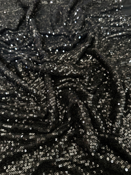 Stretch Sequin on Mesh Black