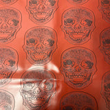 Skeleton Skull Vinyl Fabric - Black, Skull Pattern, 54" Width (1 Yard)