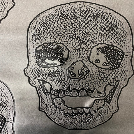 Skeleton Skull Vinyl Fabric - Black, Skull Pattern, 54" Width (1 Yard)
