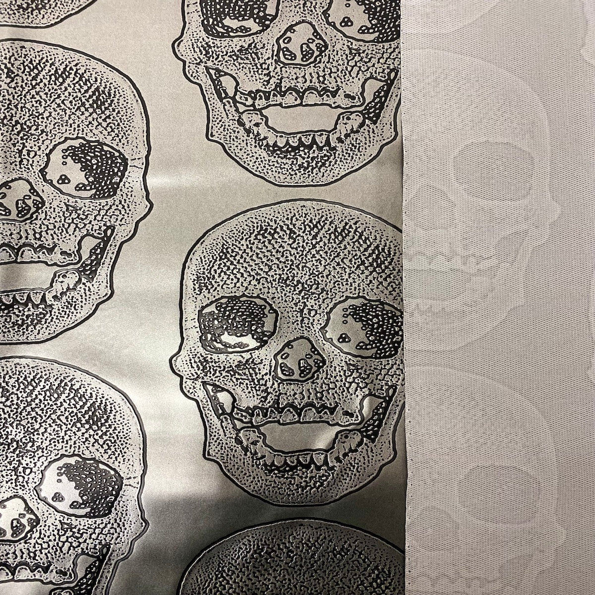 Skeleton Skull Vinyl Fabric - Black, Skull Pattern, 54" Width (1 Yard)