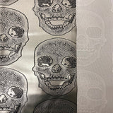 Skeleton Skull Vinyl Fabric - Black, Skull Pattern, 54" Width (1 Yard)