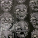 Skeleton Skull Vinyl Fabric - Black, Skull Pattern, 54" Width (1 Yard)