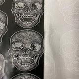 Skeleton Skull Vinyl Fabric - Black, Skull Pattern, 54" Width (1 Yard)