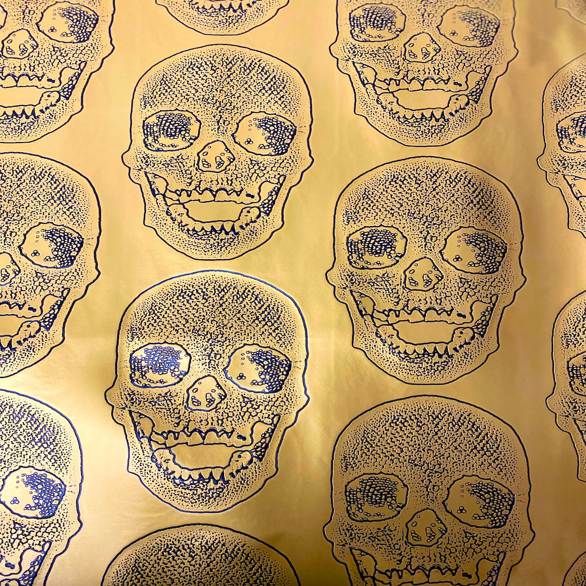 Skeleton Skull Vinyl Fabric - Black, Skull Pattern, 54" Width (1 Yard)