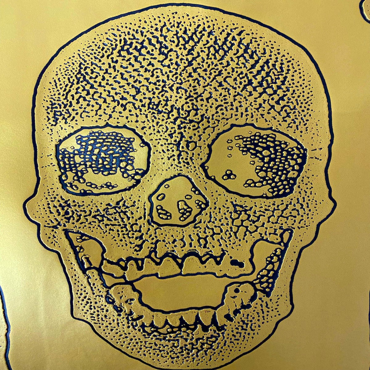 Skeleton Skull Vinyl Fabric - Black, Skull Pattern, 54" Width (1 Yard)