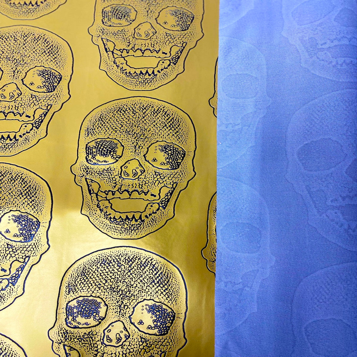 Skeleton Skull Vinyl Fabric - Black, Skull Pattern, 54" Width (1 Yard)