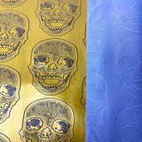 Skeleton Skull Vinyl Fabric - Black, Skull Pattern, 54" Width (1 Yard)
