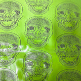 Skeleton Skull Vinyl Fabric - Black, Skull Pattern, 54" Width (1 Yard)