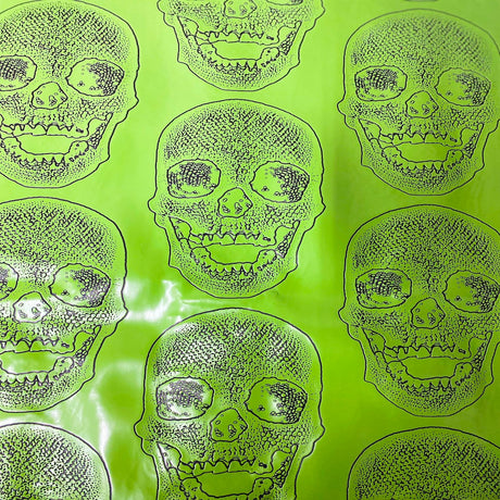 Skeleton Skull Vinyl Fabric - Black, Skull Pattern, 54" Width (1 Yard)