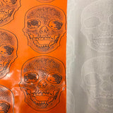 Skeleton Skull Vinyl Fabric - Black, Skull Pattern, 54" Width (1 Yard)