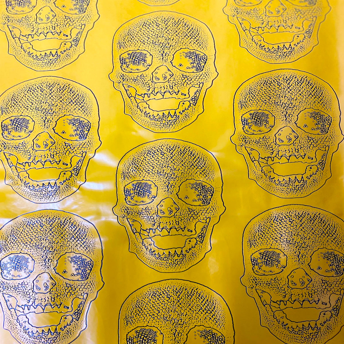 Skeleton Skull Vinyl Fabric - Black, Skull Pattern, 54" Width (1 Yard)
