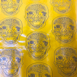 Skeleton Skull Vinyl Fabric - Black, Skull Pattern, 54" Width (1 Yard)