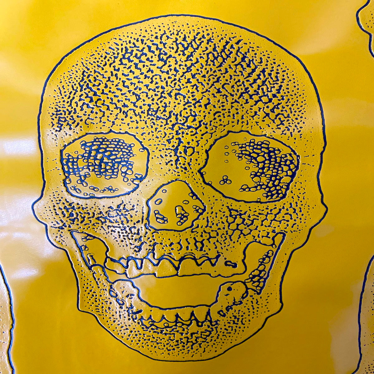 Skeleton Skull Vinyl Fabric - Black, Skull Pattern, 54" Width (1 Yard)