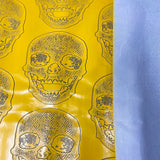 Skeleton Skull Vinyl Fabric - Black, Skull Pattern, 54" Width (1 Yard)