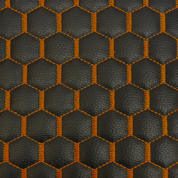 Faux Leather Vinyl Fabric Honeycomb Hexagon Quilted Foam Backed