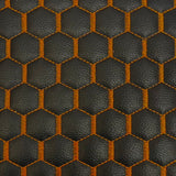 Honeycomb Hexagon Quilted Foam Backed Faux Leather Vinyl Fabric - Quilted Honeycomb Hexagon Pattern, 54" Width (1 Yard)