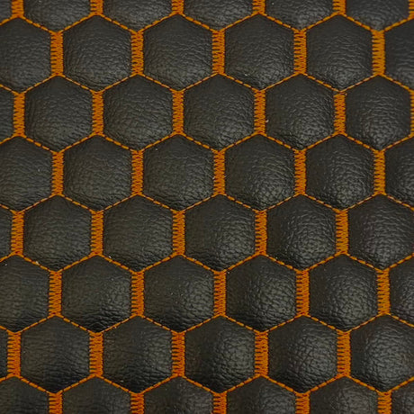 Honeycomb Hexagon Quilted Foam Backed Faux Leather Vinyl Fabric - Quilted Honeycomb Hexagon Pattern, 54" Width (1 Yard)