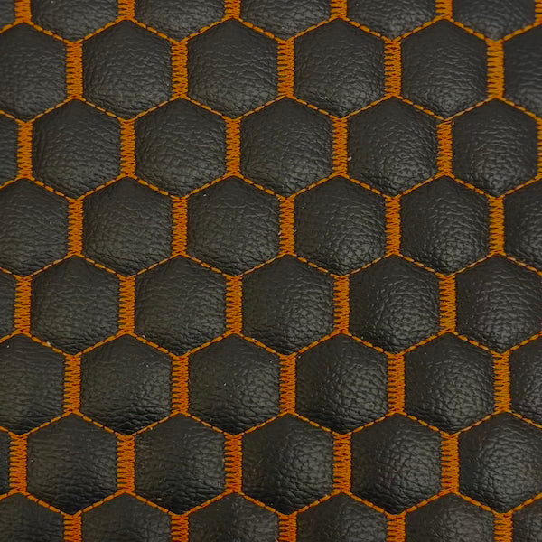 Honeycomb Hexagon Quilted Foam Backed Faux Leather Vinyl Fabric - Quilted Honeycomb Hexagon Pattern, 54" Width (1 Yard)