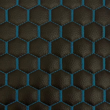 Honeycomb Hexagon Quilted Foam Backed Faux Leather Vinyl Fabric - Quilted Honeycomb Hexagon Pattern, 54" Width (1 Yard)