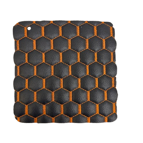 Honeycomb Hexagon Quilted Foam Backed Faux Leather Vinyl Fabric - Quilted Honeycomb Hexagon Pattern, 54" Width (1 Yard)