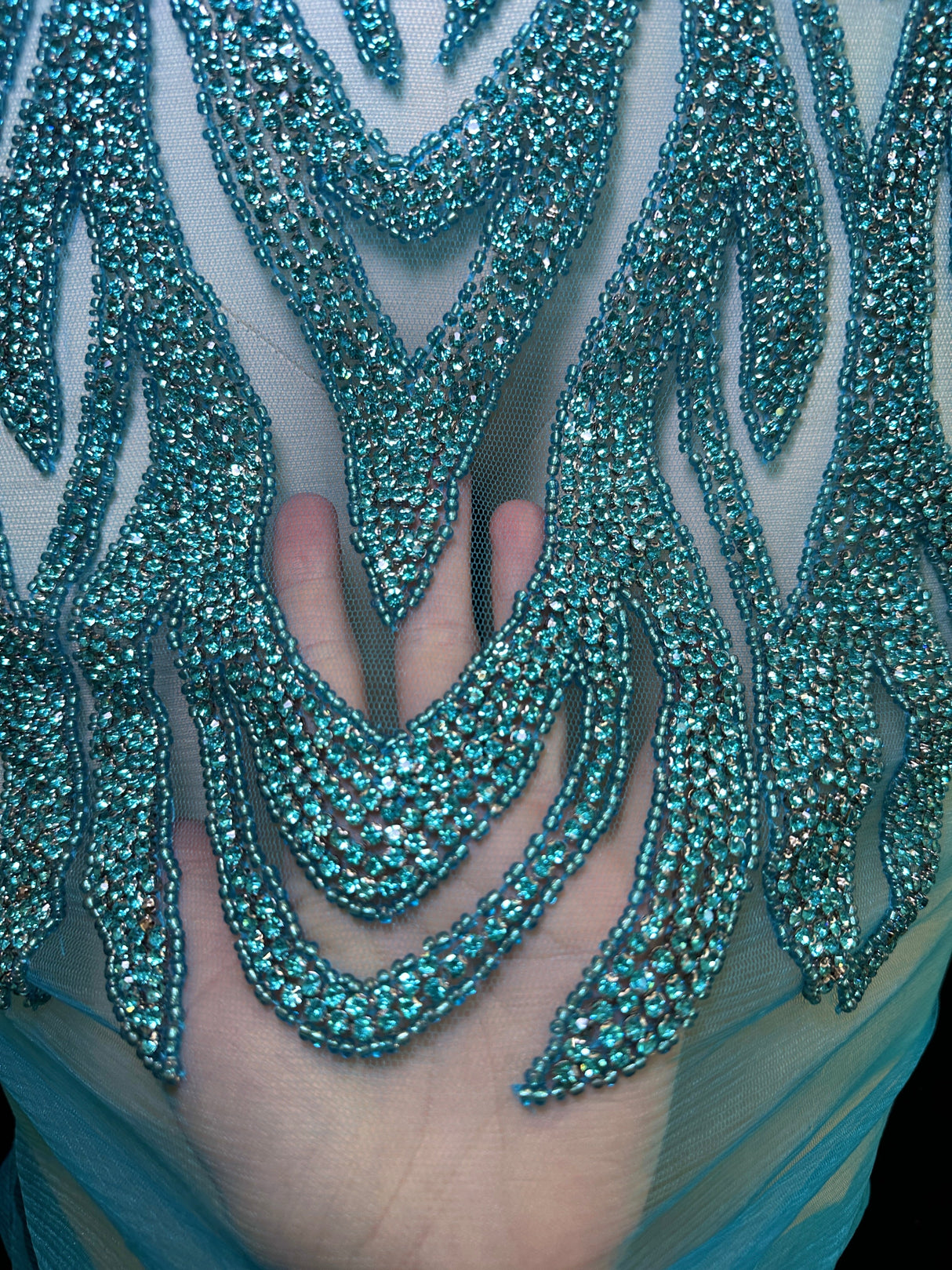 Turquoise Rhinestone Bodice Applique