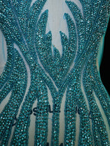Turquoise Rhinestone Bodice Applique