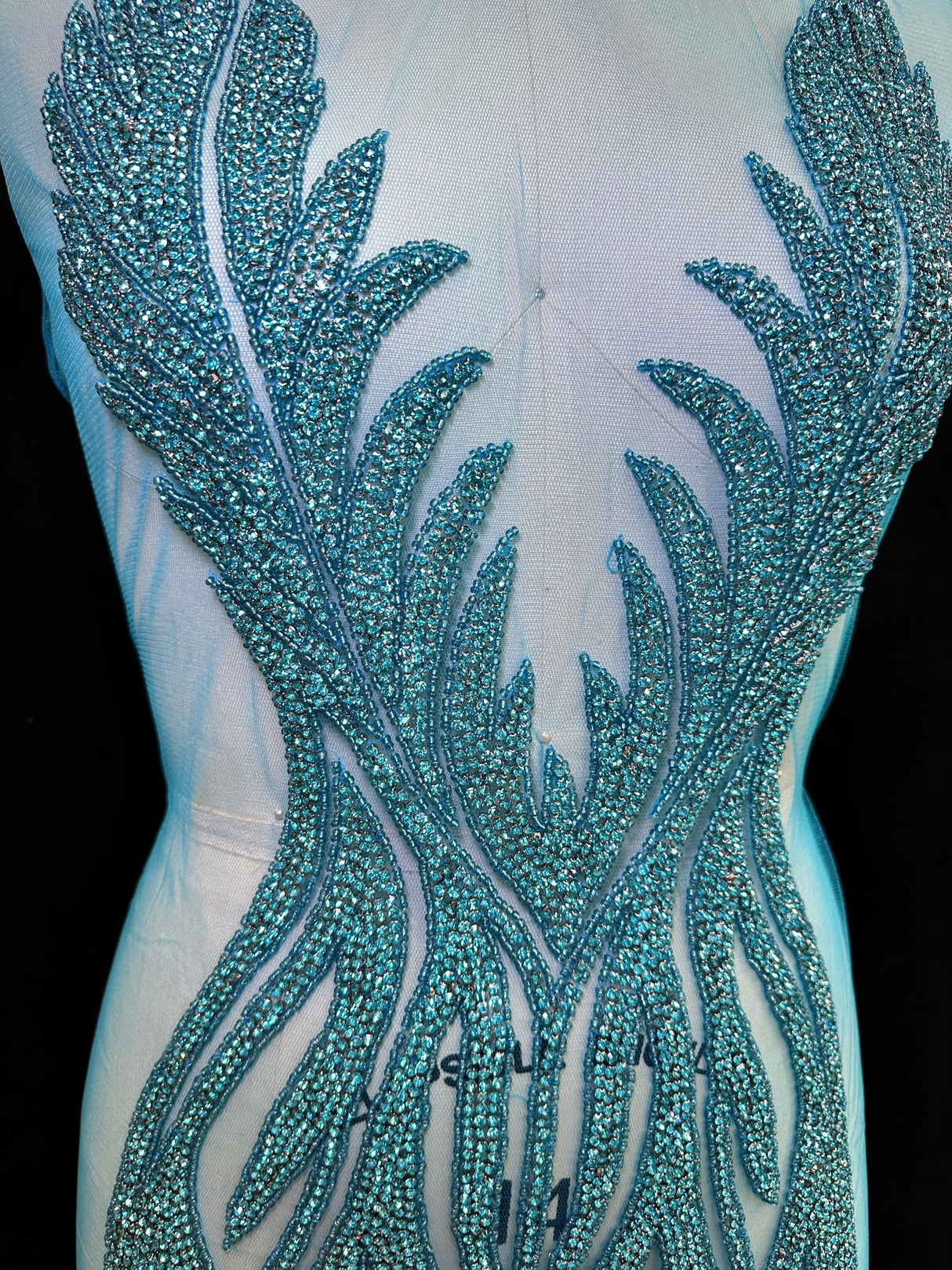 Turquoise Rhinestone Bodice Applique