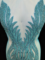 Turquoise Rhinestone Bodice Applique