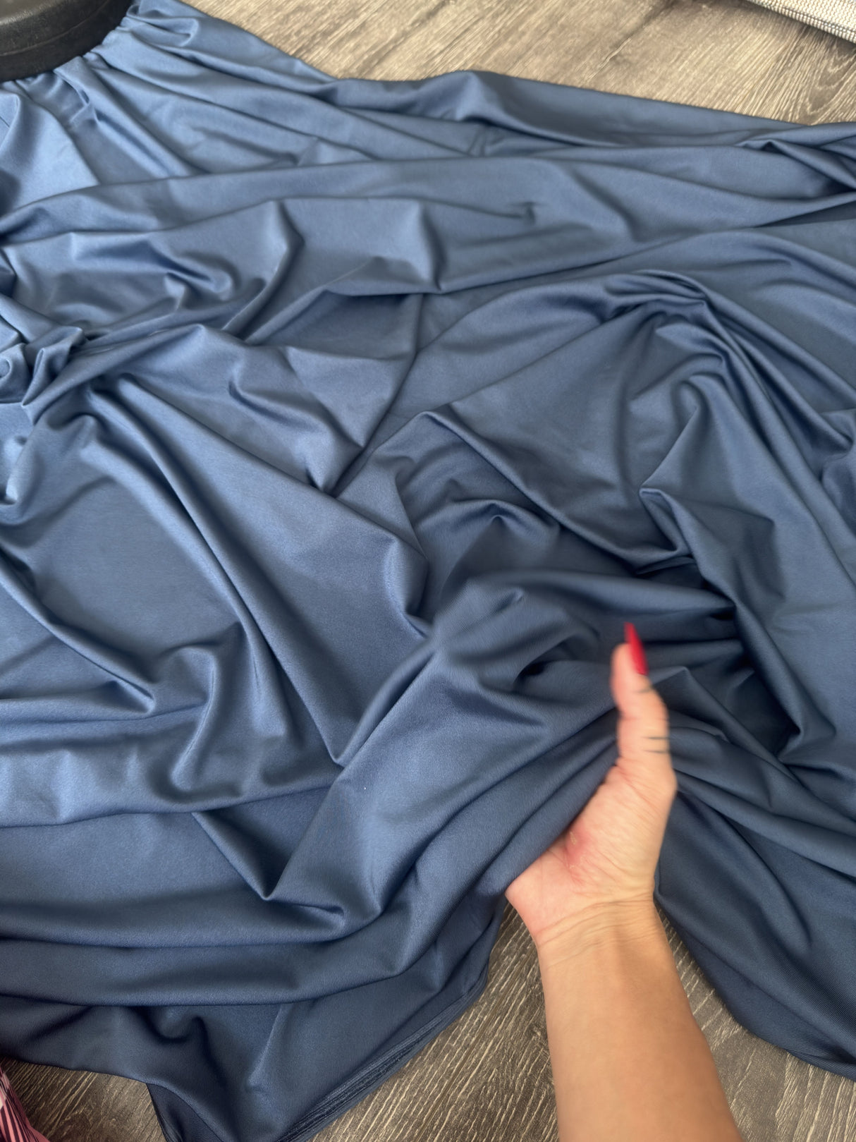 Shiny Yoga Spandex Denim Blue