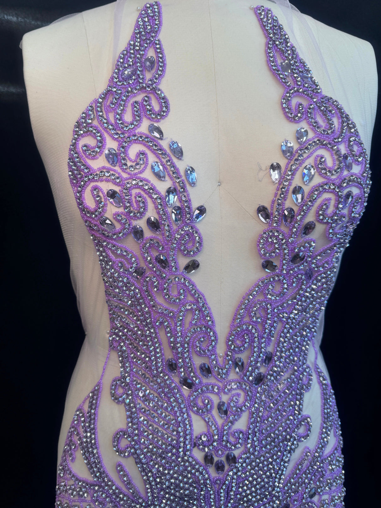 Lavender Rhinestone Bodice Applique