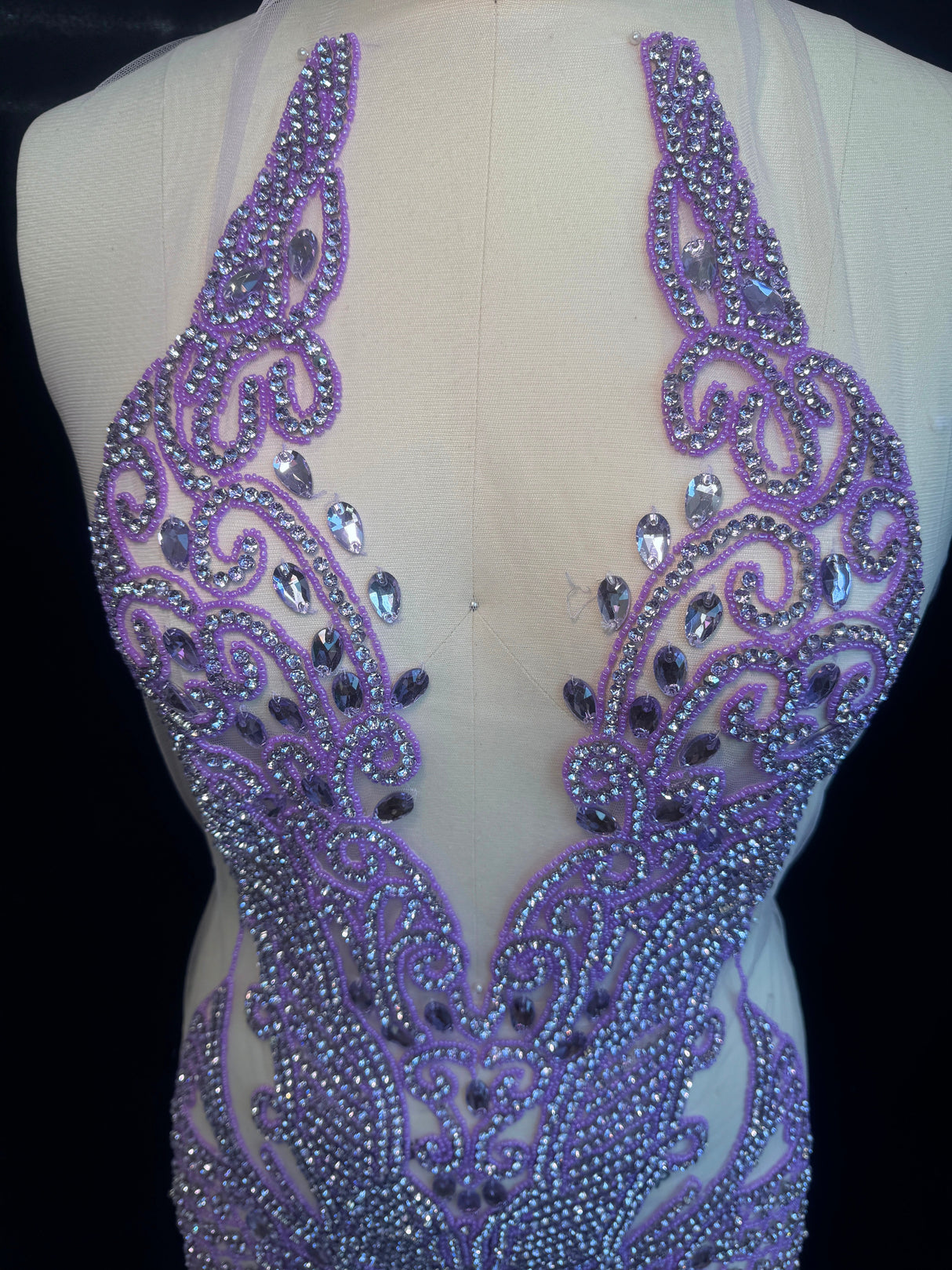 Lavender Rhinestone Bodice Applique