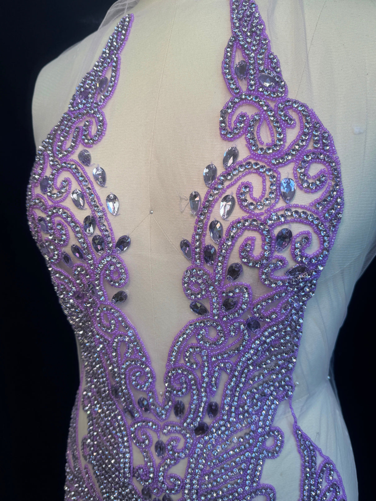 Lavender Rhinestone Bodice Applique