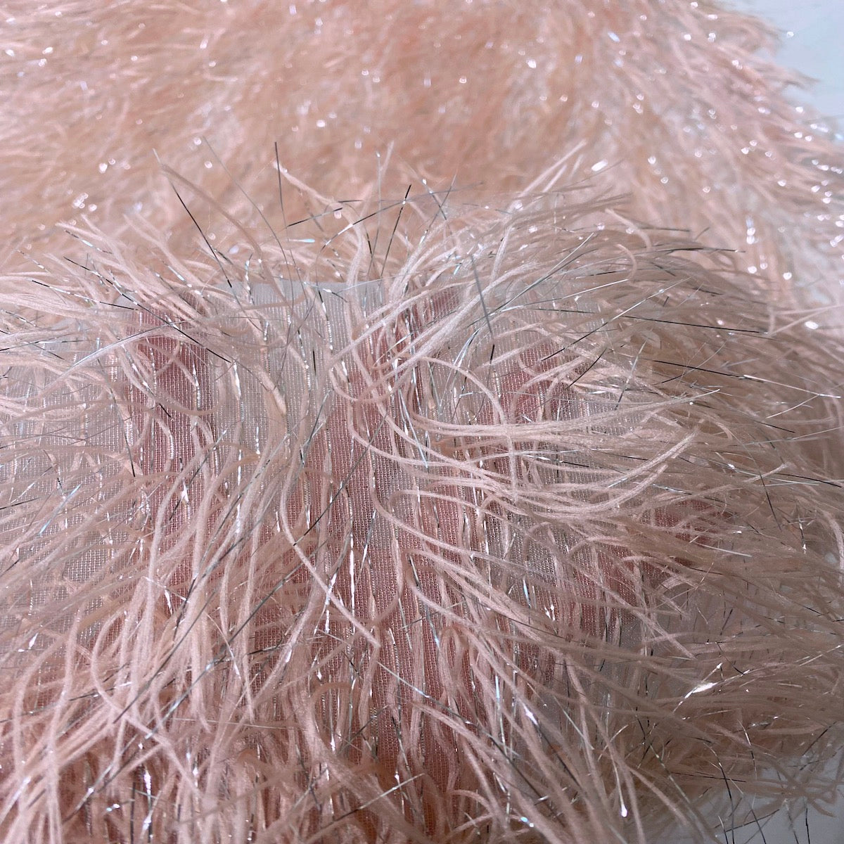 Metallic Faux Fur Tinsel Ostrich Feather Polyester Fabric - Metallic Faux Ostrich Feather, 54" Width (1 Yard)