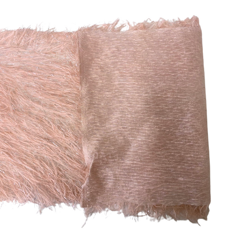 Metallic Faux Fur Tinsel Ostrich Feather Polyester Fabric - Metallic Faux Ostrich Feather, 54" Width (1 Yard)