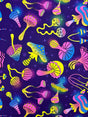 Purple Trippy Mushroom Polyester Spandex Fabric - Purple Mushroom Print, 58"/60" Width (1 Yard)