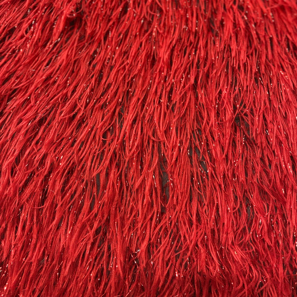 Metallic Faux Fur Tinsel Ostrich Feather Polyester Fabric - Metallic Faux Ostrich Feather, 54" Width (1 Yard)